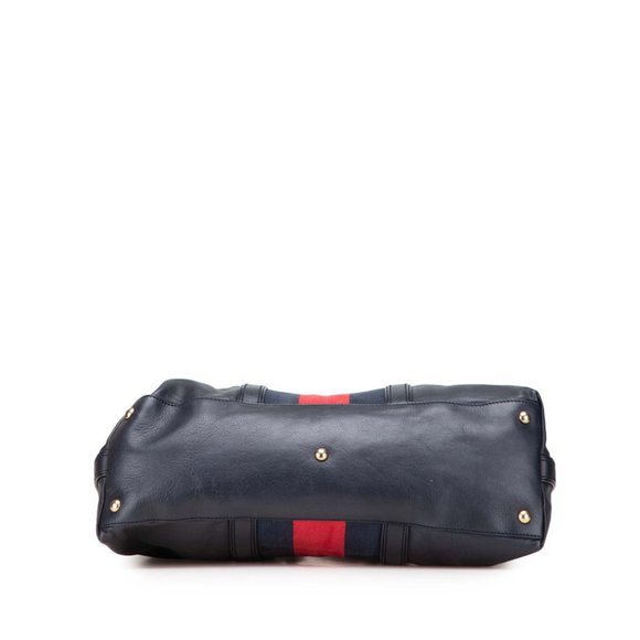 GUCCI Blue Leather Bamboo Shoulder Bag - Picture 3 of 10